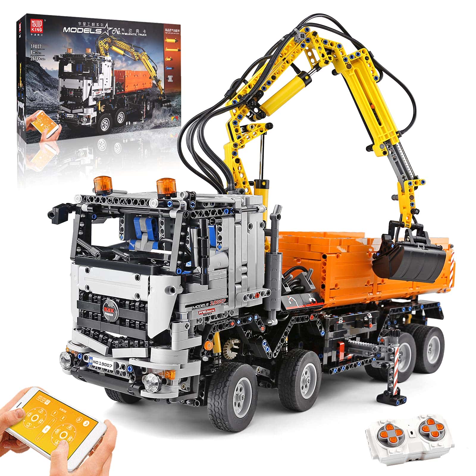 Mould King 19007 2 In 1 Rc Excavator & Dump Truck