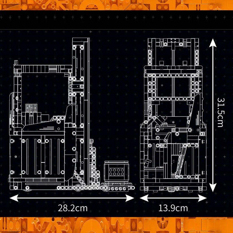 Mould King 17040 Moc Rc Orange Shelf Forklift